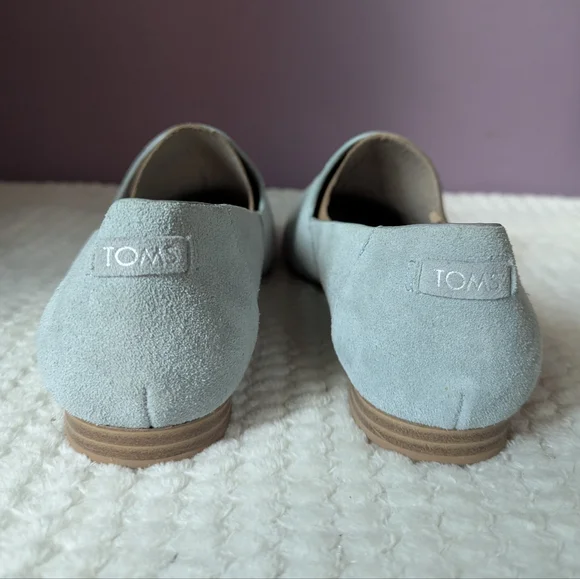 New TOMS Darcy Dusty Blue Grey Suede Loafers Flats Size 8.5 - Picture 7 of 8